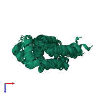 PDB entry 6p6b coloured by chain, ensemble of 10 models, top view.