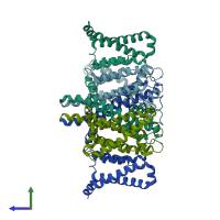 PDB entry 6p6w coloured by chain, side view.