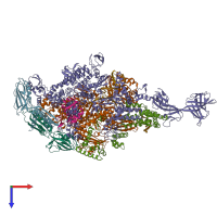 PDB entry 6p70 coloured by chain, top view.