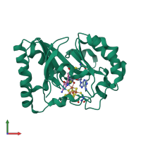 PDB entry 6p78 coloured by chain, front view.
