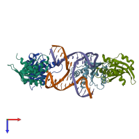 PDB entry 6p7b coloured by chain, top view.