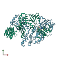 PDB entry 6p7c coloured by chain, front view.