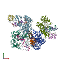 PDB entry 6p7e coloured by chain, front view.