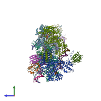 PDB entry 6p7e coloured by chain, side view.