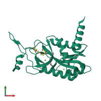 PDB entry 6p7o coloured by chain, front view.