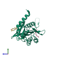 PDB entry 6p7o coloured by chain, side view.