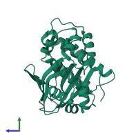 PDB entry 6p7t coloured by chain, side view.
