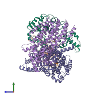 PDB entry 6p7v coloured by chain, side view.
