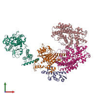 PDB entry 6p7x coloured by chain, front view.