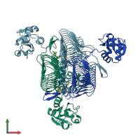 PDB entry 6p83 coloured by chain, front view.