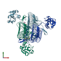 PDB entry 6p87 coloured by chain, front view.