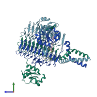 PDB entry 6p8a coloured by chain, side view.