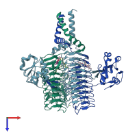 PDB entry 6p8a coloured by chain, top view.