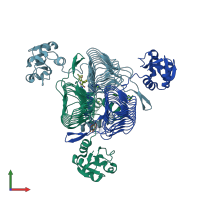 PDB entry 6p8b coloured by chain, front view.