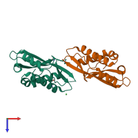 PDB entry 6p8o coloured by chain, top view.