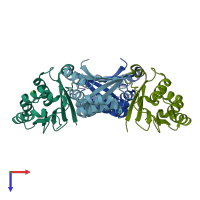 PDB entry 6p8p coloured by chain, top view.