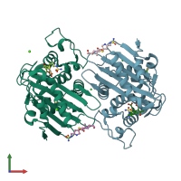 PDB entry 6p9c coloured by chain, front view.