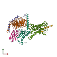 PDB entry 6p9x coloured by chain, front view.