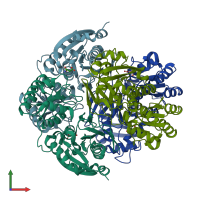 PDB entry 6pa2 coloured by chain, front view.