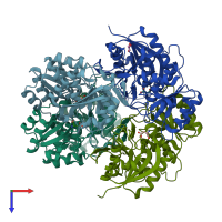 PDB entry 6pa2 coloured by chain, top view.