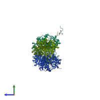 PDB entry 6pa3 coloured by chain, side view.