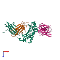 PDB entry 6pag coloured by chain, top view.