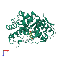 PDB entry 6pah coloured by chain, top view.