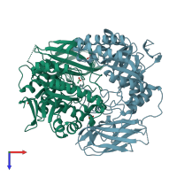 PDB entry 6pal coloured by chain, top view.