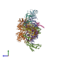 PDB entry 6pb5 coloured by chain, side view.