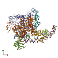 PDB entry 6pb6 coloured by chain, front view.