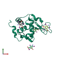 PDB entry 6pbb coloured by chain, front view.