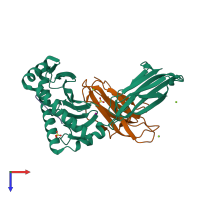 PDB entry 6pbh coloured by chain, top view.
