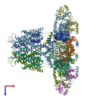 PDB entry 6pbx coloured by chain, top view.