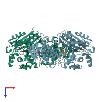 PDB entry 6pc3 coloured by chain, top view.