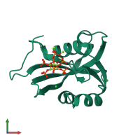 PDB entry 6pcl coloured by chain, front view.