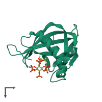 PDB entry 6pcl coloured by chain, top view.