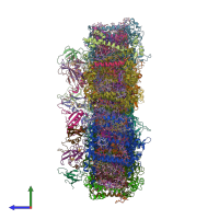 PDB entry 6pfy coloured by chain, side view.