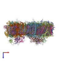PDB entry 6pfy coloured by chain, top view.