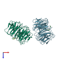 PDB entry 6pg9 coloured by chain, top view.