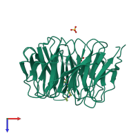 PDB entry 6pgf coloured by chain, top view.