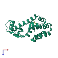 PDB entry 6ph0 coloured by chain, top view.