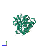PDB entry 6ph1 coloured by chain, side view.