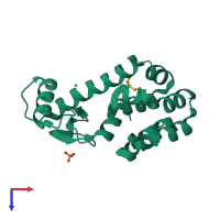 PDB entry 6ph1 coloured by chain, top view.