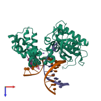 PDB entry 6ph5 coloured by chain, top view.