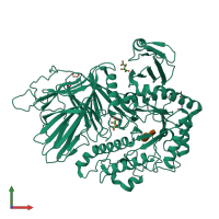 PDB entry 6phx coloured by chain, front view.