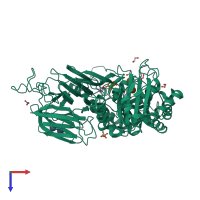 PDB entry 6phy coloured by chain, top view.