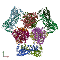 PDB entry 6pih coloured by chain, front view.
