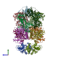 PDB entry 6pih coloured by chain, side view.
