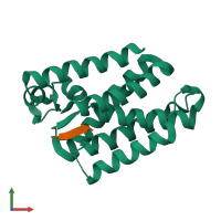 PDB entry 6pja coloured by chain, front view.