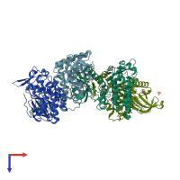 PDB entry 6pjj coloured by chain, top view.